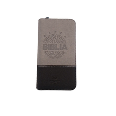 Biblia Reina Valera 1960 con cierre color negro/gris canto plateado