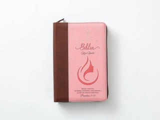 Biblia Reina Valera 1960 – 068 – Con Concordancia – Letra 14 pts – 14x21 cm – Cierre – Rosa/Marrón – Mujer Virtuosa