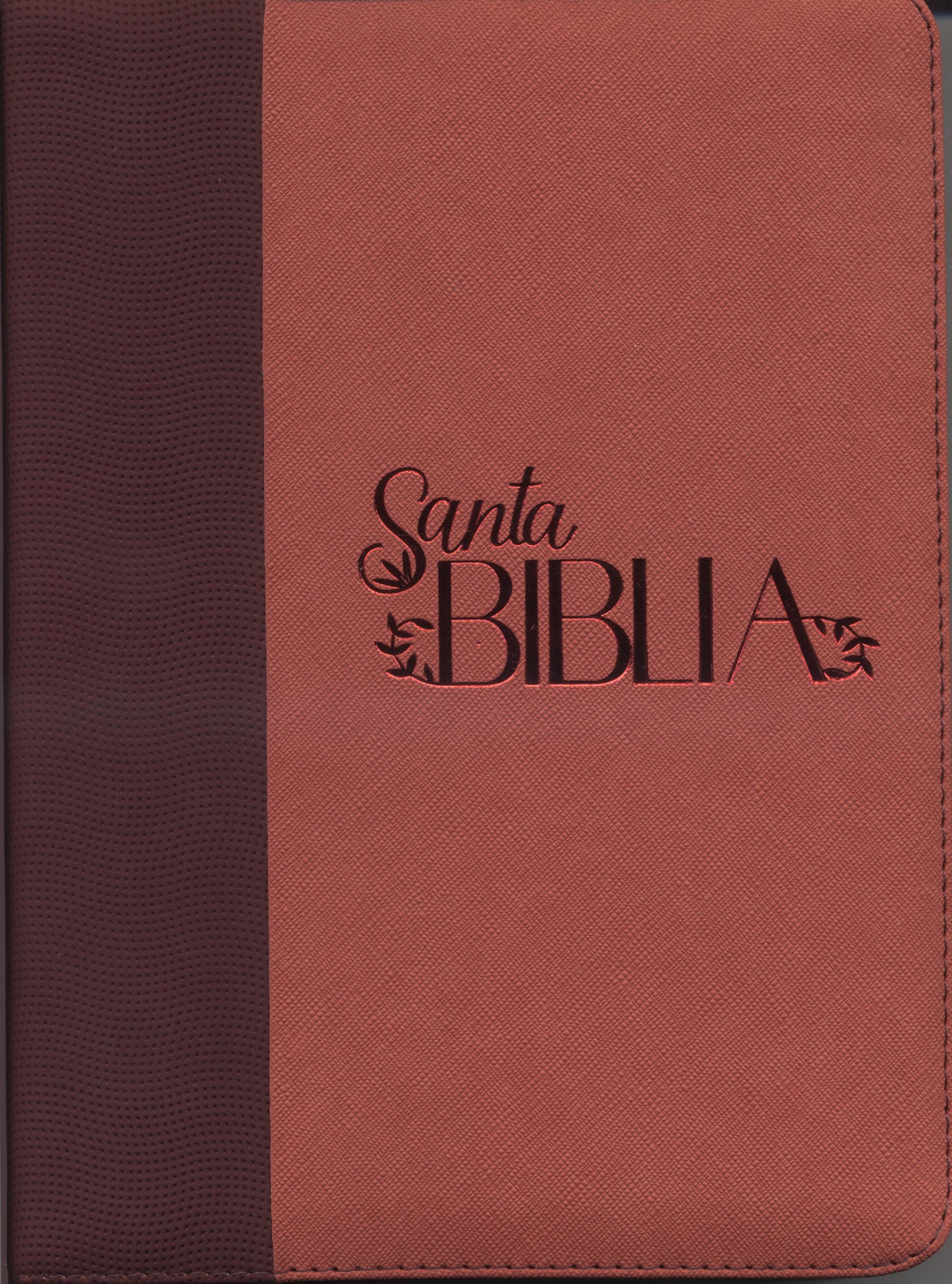 Biblia Reina Valera 1960 – 086 – Con Concordancia – Letra 12 pts – 17x23,5 cm – Palabras de Jesús en Rojo – Cierre – Tapa PU Naranja/Vino