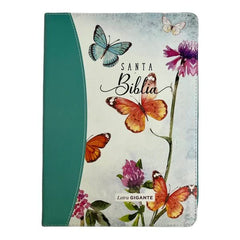 Biblia Reina Valera 1960 – 085 – Con Concordancia – Letra 15 pts – 17x25 cm – Cierre con Índice – Mariposas Turquesa