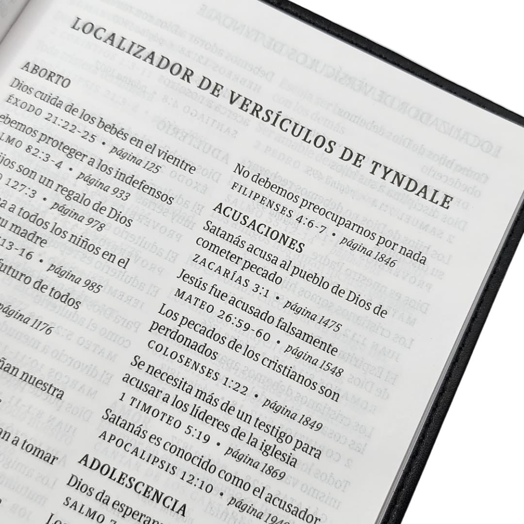 Biblia Nueva Traducción Viviente – Tapa Imitación Piel Negro, Letra 12pt, 14x21 cm