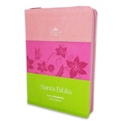 Biblia Reina Valera 1960 – 085 – Con Concordancia – Letra 14 pts – 14x21 cm – Cierre con Índice – Rosa/Fucsia/Lima