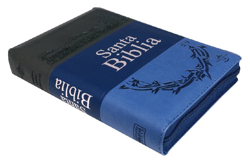 Biblia Reina Valera 1960 – Tapa Imitación Piel Tritono Azul, con Cierre, Concordancia, Palabras de Jesús en Rojo, con Índice, 14 x 22 cm, Letra 12 Puntos
