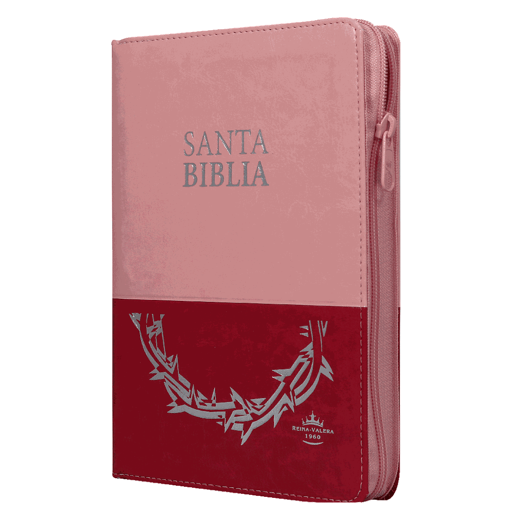 Biblia Reina Valera 1960 – Tapa Imitación Piel Rosa y Púrpura, con Cierre, Concordancia, Palabras de Jesús en Rojo, con Índice, 14 x 22 cm, Letra 12 Puntos