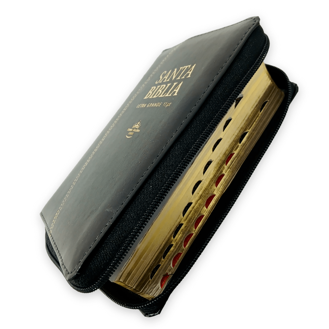 Biblia Reina Valera 1960 – Tapa Imitación Piel Negro, con Cierre, Concordancia, Palabras de Jesús en Rojo, con Índice, 13 x 18 cm, Letra 11 Puntos