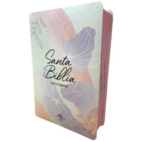 Biblia Reina Valera 1960 – Tapa Vinilo Lila Hojas y Flores, Concordancia, Palabras de Jesús en Rojo, 14 x 22 cm, Letra 12 Puntos