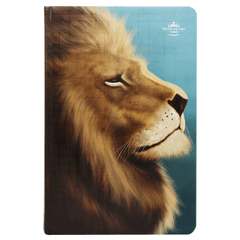 Biblia Reina Valera 1960 · 13,5x21 cm · Letra 13 pt · Tapa dura · Diseño león azul con canto azul