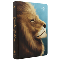 Biblia Reina Valera 1960 · 13,5x21 cm · Letra 13 pt · Tapa dura · Diseño león azul con canto azul