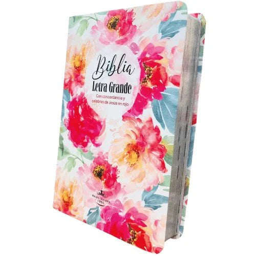 Biblia Reina Valera 1960 · 14x22 cm · Letra 12 pt · Letra grande · Flores Rosas