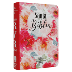 Biblia Reina Valera 1960 · 7x11 cm · Letra 7 pt · Bolsillo · Flores Rosas