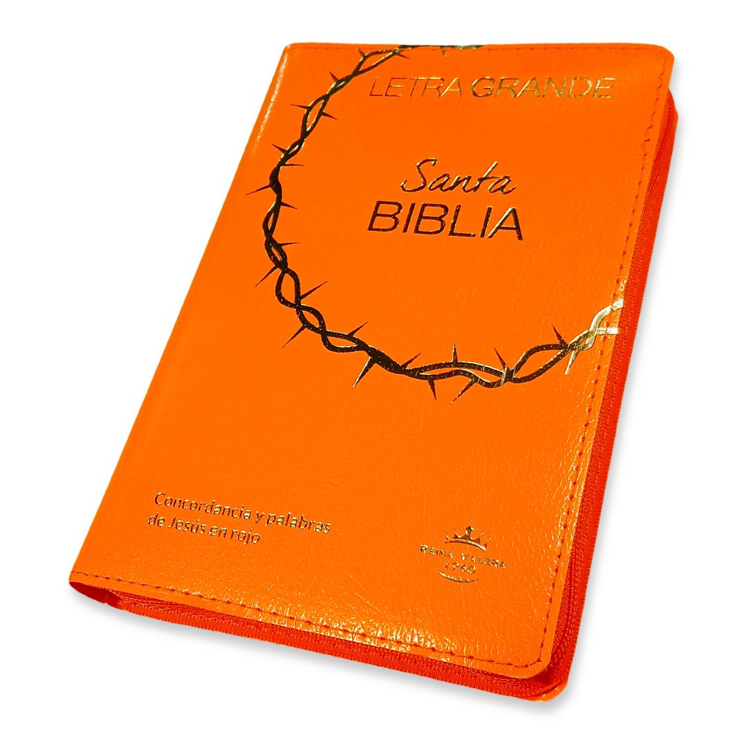 Biblia Reina Valera 1960 Letra 12p PJR cierre índice Covertex Naranja
