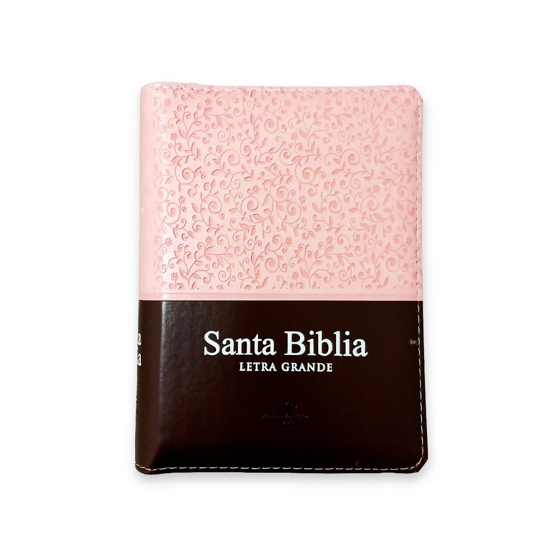 Biblia RVR 1960 Rosa/Marrón Quinceañera Tapa PU con Cierre, Índice, L 11pts
