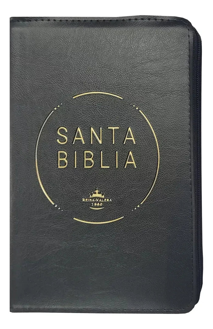 Biblia Reina Valera 1960 – Tapa Vinilo Negro, con Cierre, Concordancia, Palabras de Jesús en Rojo, 14 x 21 cm, Letra 12 Puntos