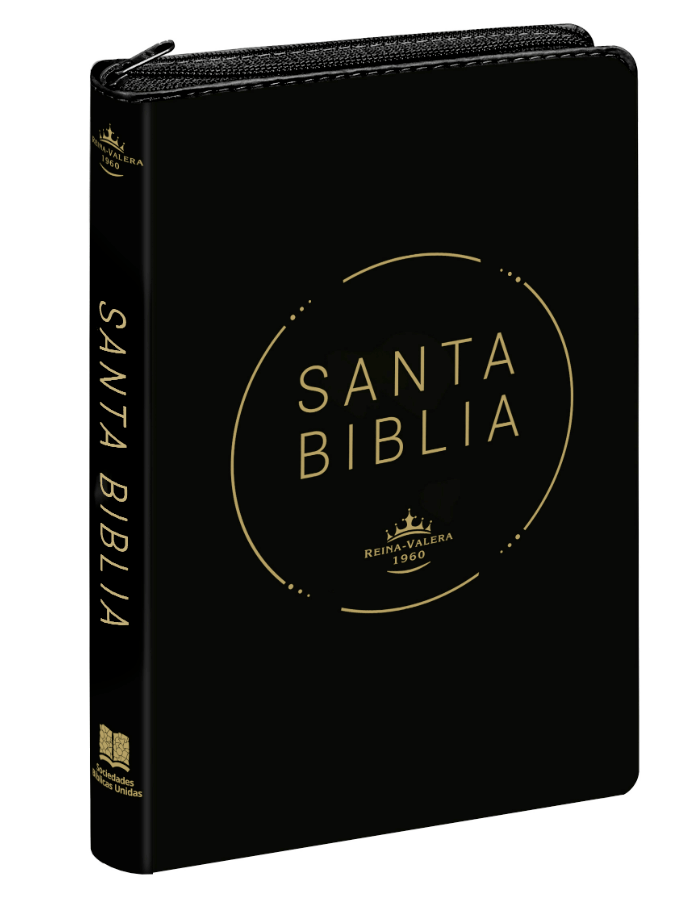 Biblia Reina Valera 1960 – Tapa Vinilo Negro, con Cierre, Concordancia, Palabras de Jesús en Rojo, 14 x 21 cm, Letra 12 Puntos