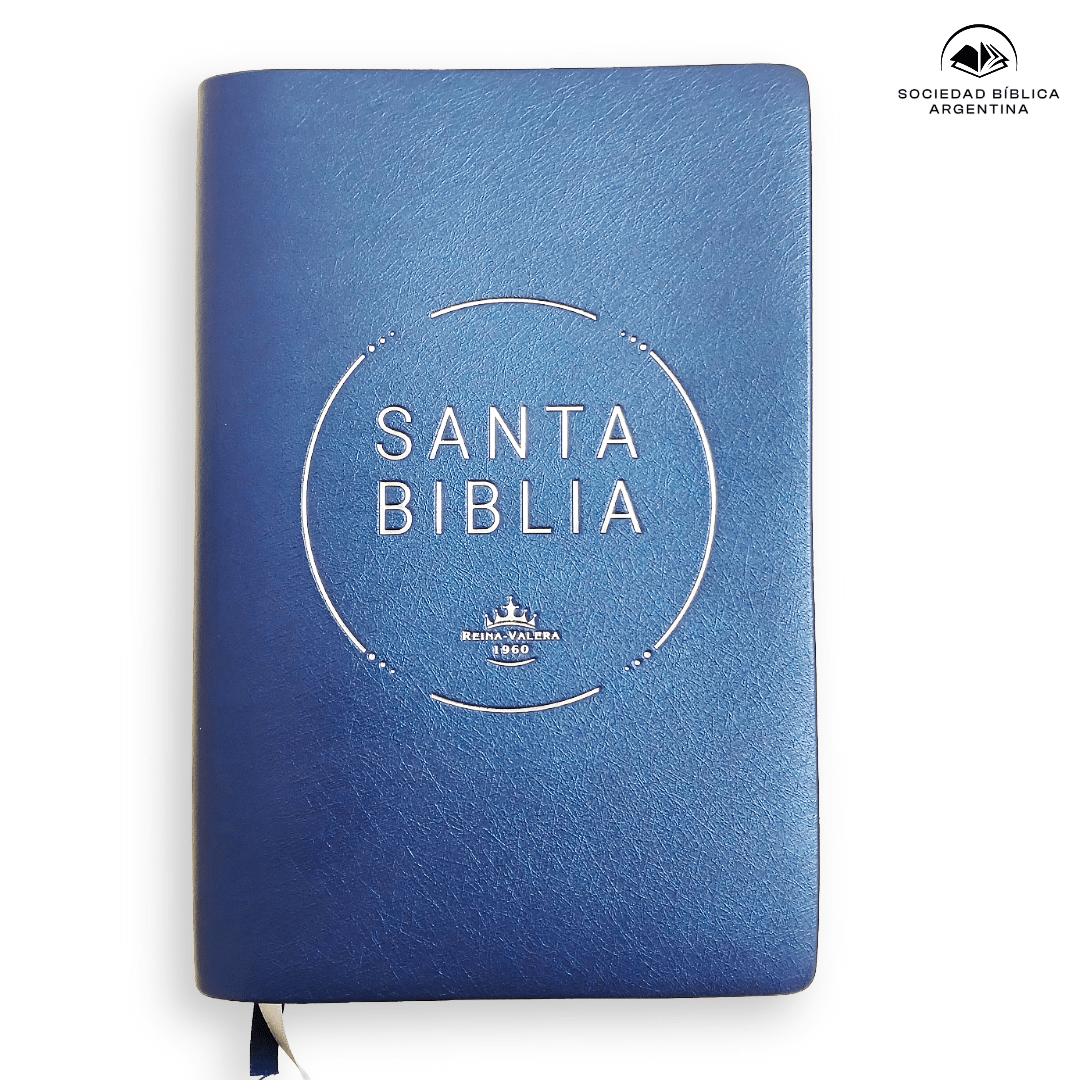 Biblia Reina Valera 1960 – Tapa Vinilo Azul, Concordancia, Palabras de Jesús en Rojo, 14 x 21 cm, Letra 12 Puntos