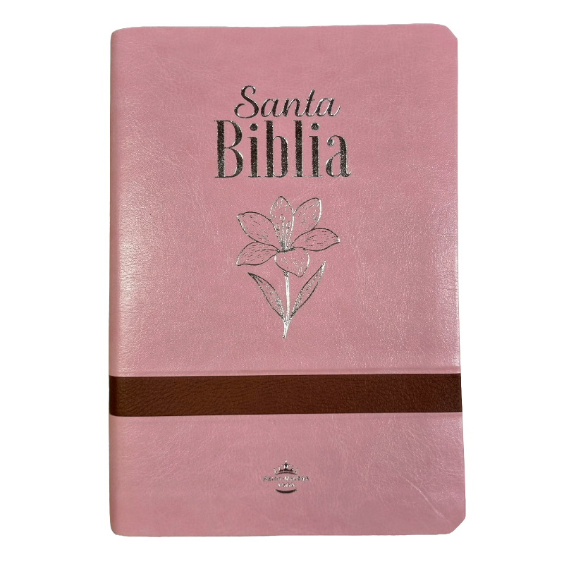 Biblia Reina Valera 1960 – Tapa Imitación Piel Rosa Canto Floreado, Concordancia, Palabras de Jesús en Rojo, con Índice, 14 x 21 cm, Letra 14 Puntos