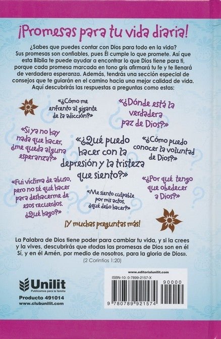 Biblia Reina Valera 1960 de Promesas · Juvenil mujer · Tapa dura