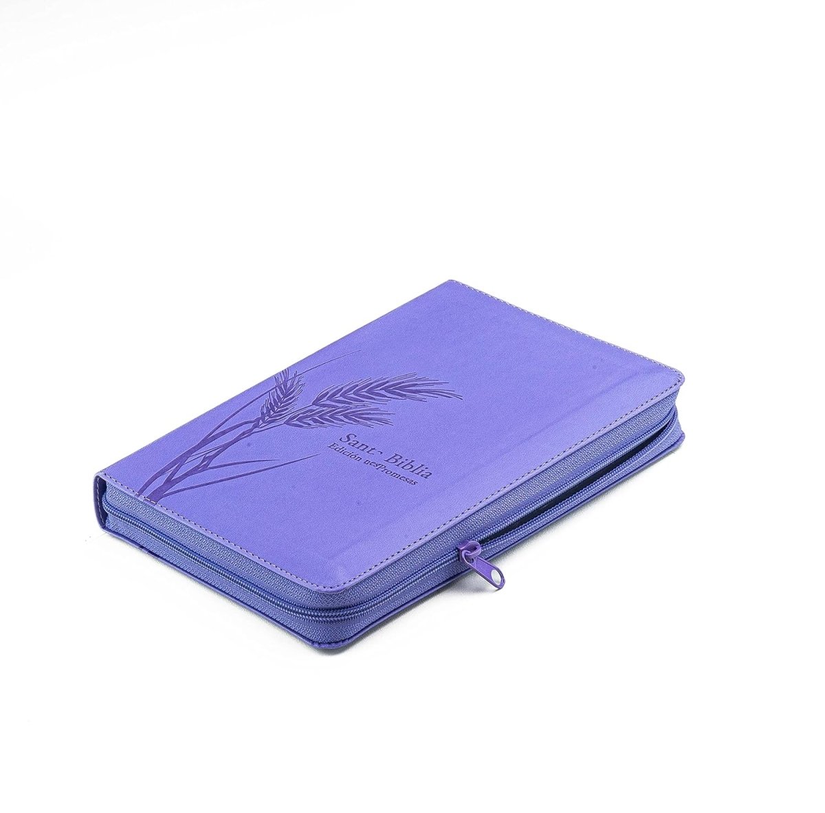 Biblia Reina Valera 1960 de Promesas · Tamaño manual · Edición lavanda · Imitación piel con cierre