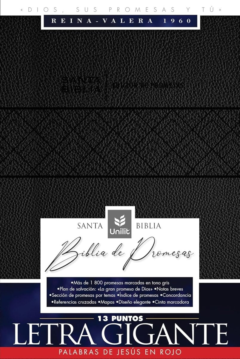 Biblia Reina Valera 1960 de Promesas · Letra gigante · Imitación piel negra con cierre