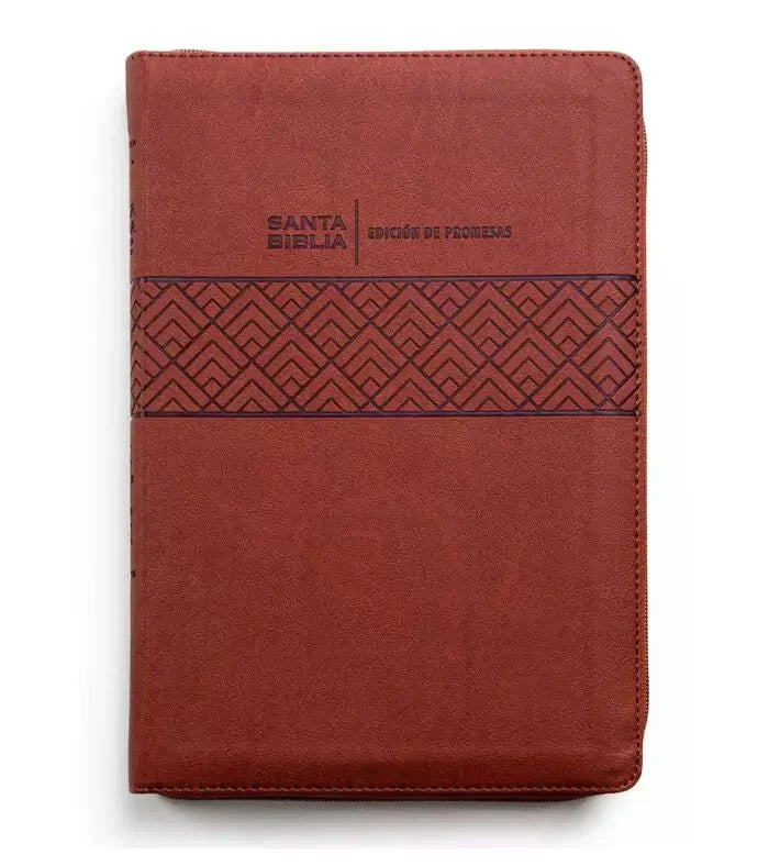 Biblia Reina Valera 1960 de Promesas · Letra gigante · Imitación piel café con cierre
