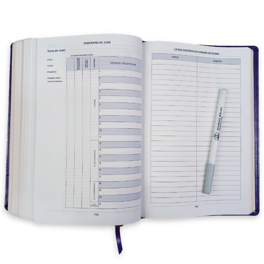 Biblia Nueva Biblia De Las Américas (NBLA) Para El Estudio Inductivo, 18×25, Tapa PU, Comfort Print, Morado