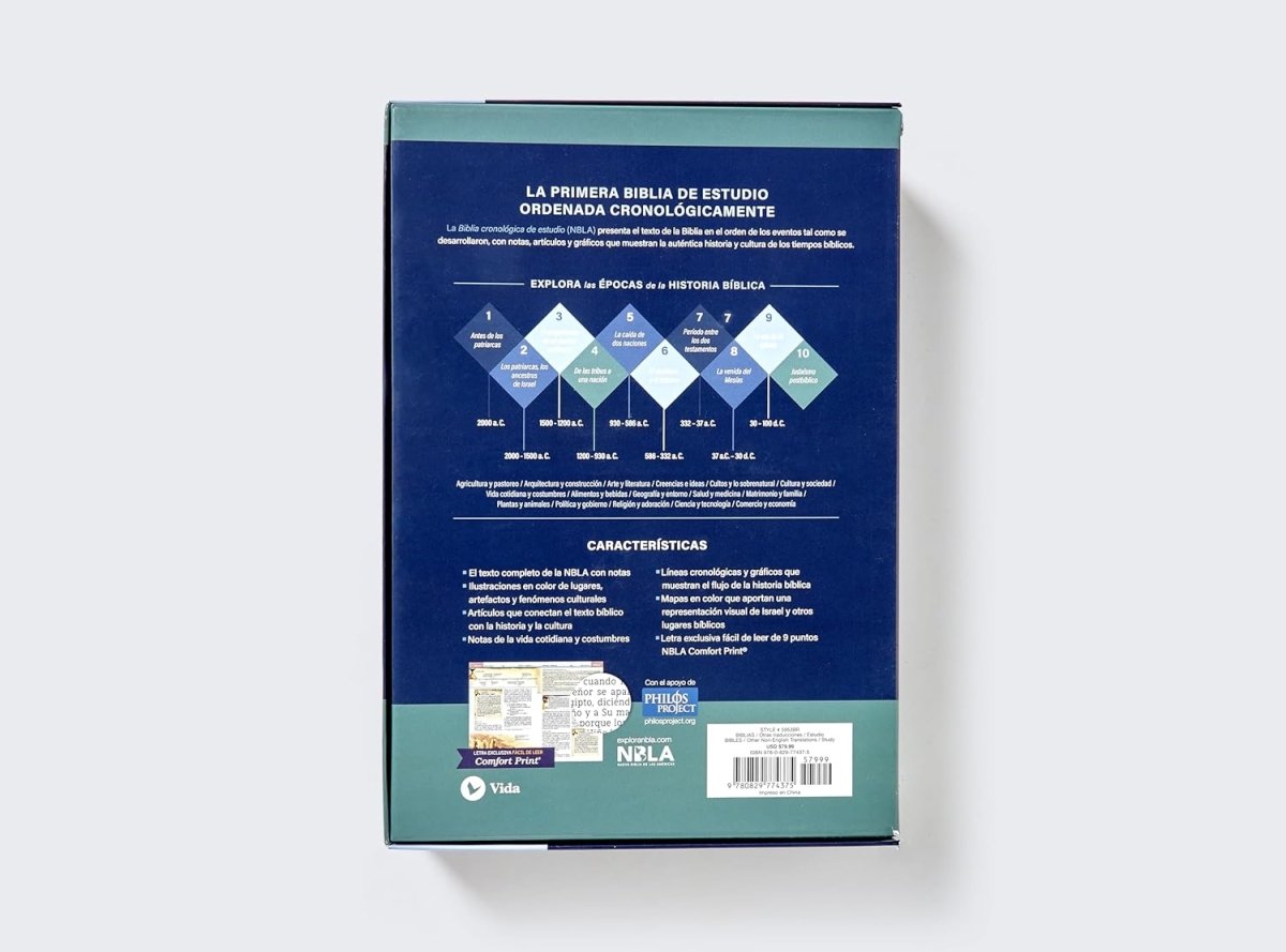 Biblia Nueva Biblia De Las Américas (NBLA) Cronológica De Estudio, Letra 9 Pt, 18×25, Tapa PU, Dos Tonos, Café