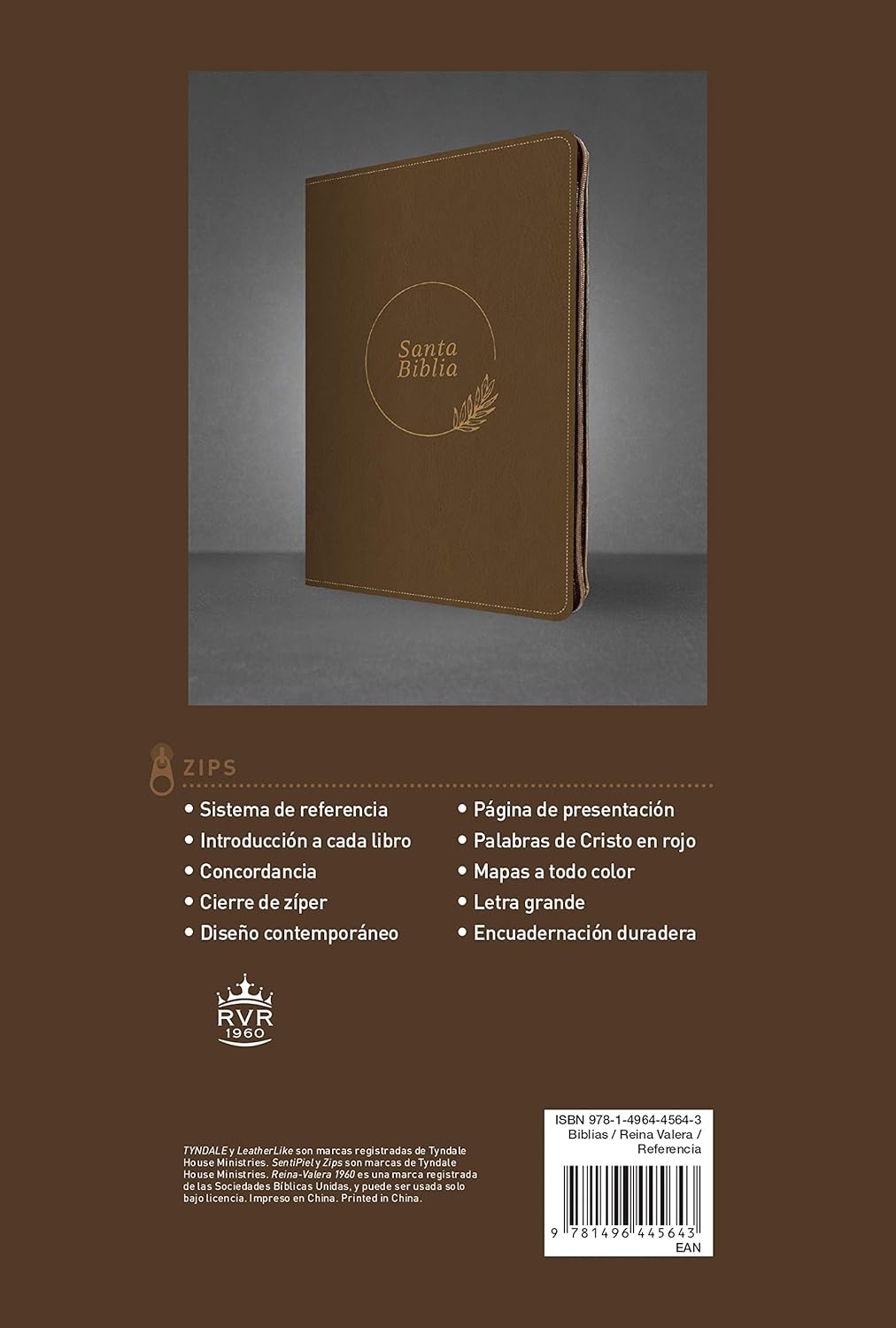 Biblia Reina Valera 1960 Letra Compacta PJR Cierre Tapa PU Marrón