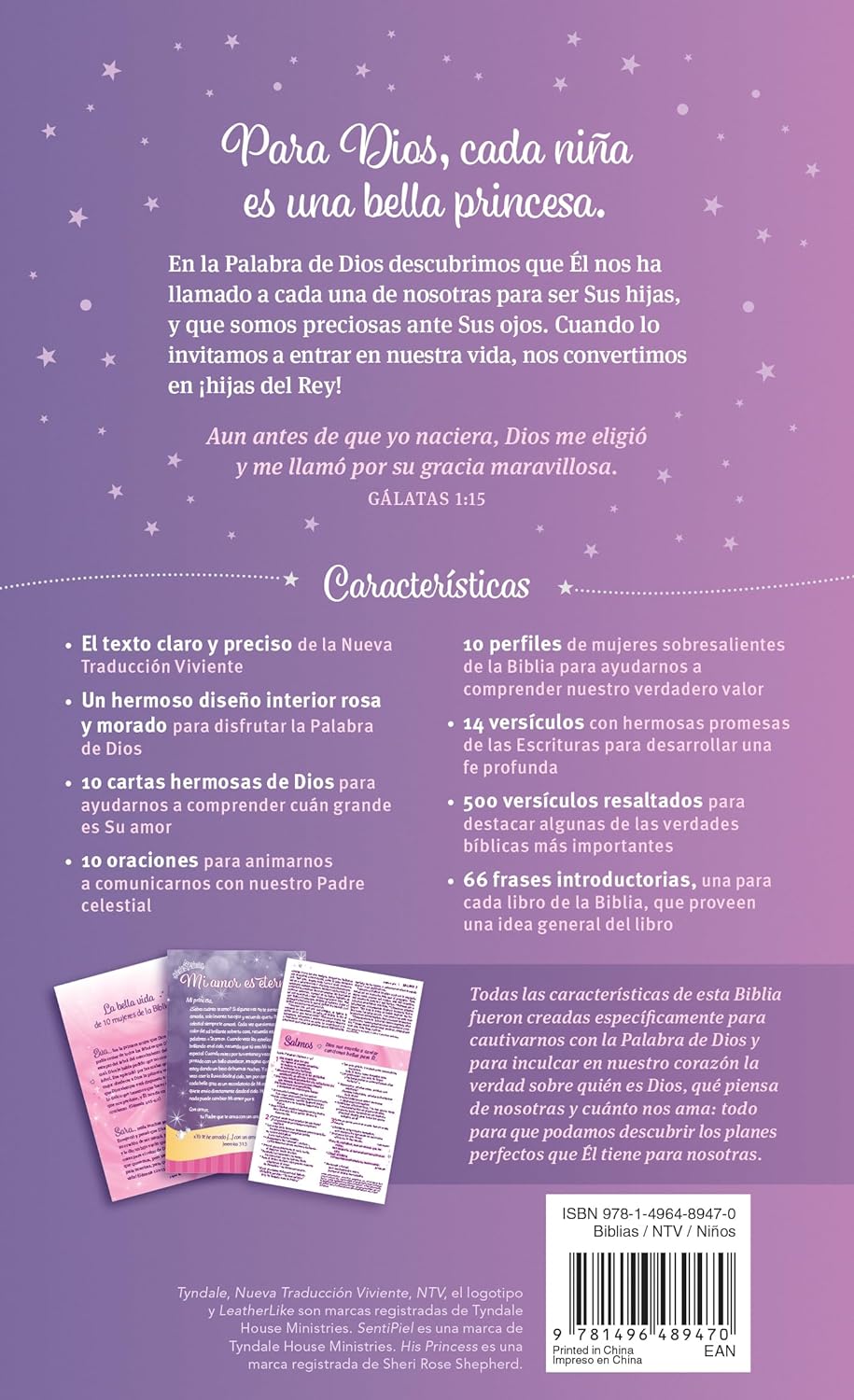 Biblia Nueva Traducción Viviente Mi Bella Princesa Violeta
