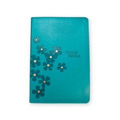 Biblia Nueva Traduccion Viviente Letra Grande Simil piel Turqueza Floral