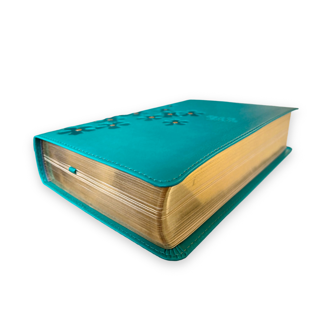 Biblia Nueva Traduccion Viviente Letra Grande Simil piel Turqueza Floral