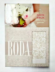 Biblia Reina Valera 1960 Recuerdo De Boda Blanco Floral Simil Piel