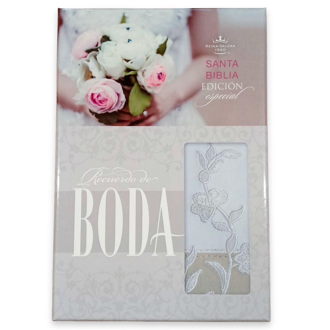 Biblia Reina Valera 1960 Recuerdo De Boda Blanco Floral Simil Piel