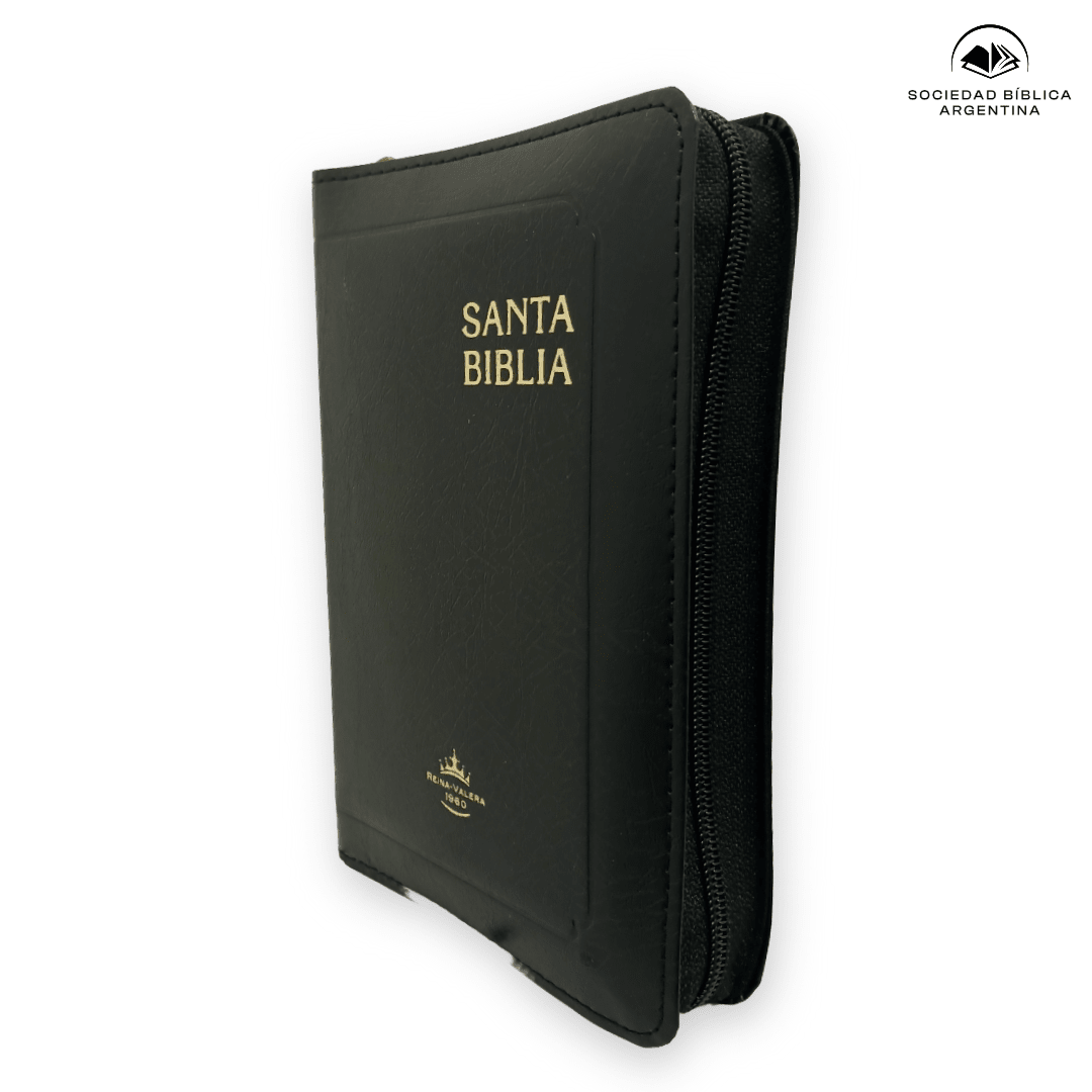 Biblia Reina Valera 1960 – Tapa Flexible Negro, con Cierre, Concordancia, Letra 6 Puntos