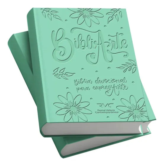 Biblia Devocional BibliArte · Reina Valera Contemporánea · Letra grande 12 puntos · Imitación piel color aqua + Bolso de regalo para transportarla