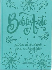 Biblia Devocional BibliArte · Reina Valera Contemporánea · Letra grande 12 puntos · Imitación piel color aqua + Bolso de regalo para transportarla