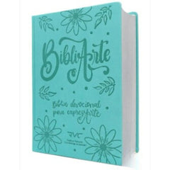 Biblia Devocional BibliArte · Reina Valera Contemporánea · Letra grande 12 puntos · Imitación piel color aqua + Bolso de regalo para transportarla