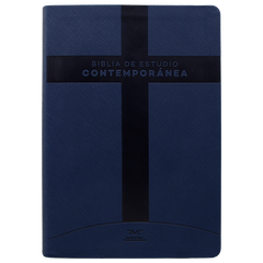 Biblia Reina Valera Contemporánea de Estudio Concordancia Letra 10 Puntos Tapa Pu Azul