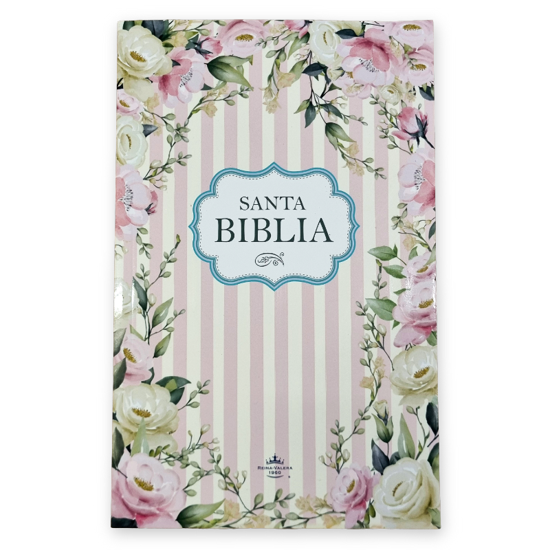 Biblia Reina Valera 1960 - Edición Rústica Flores Rosas, Letra 9 Pts - Pack de 5 unidades