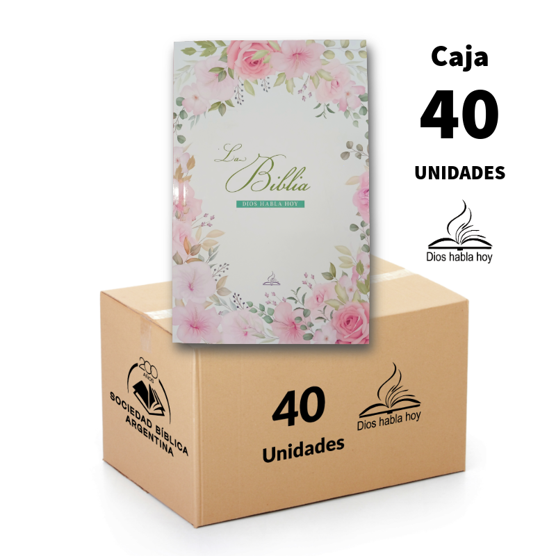 Biblia Dios Habla Hoy (DHH) Flores Rosa con Mapas - Caja cerrada de 40 unidades