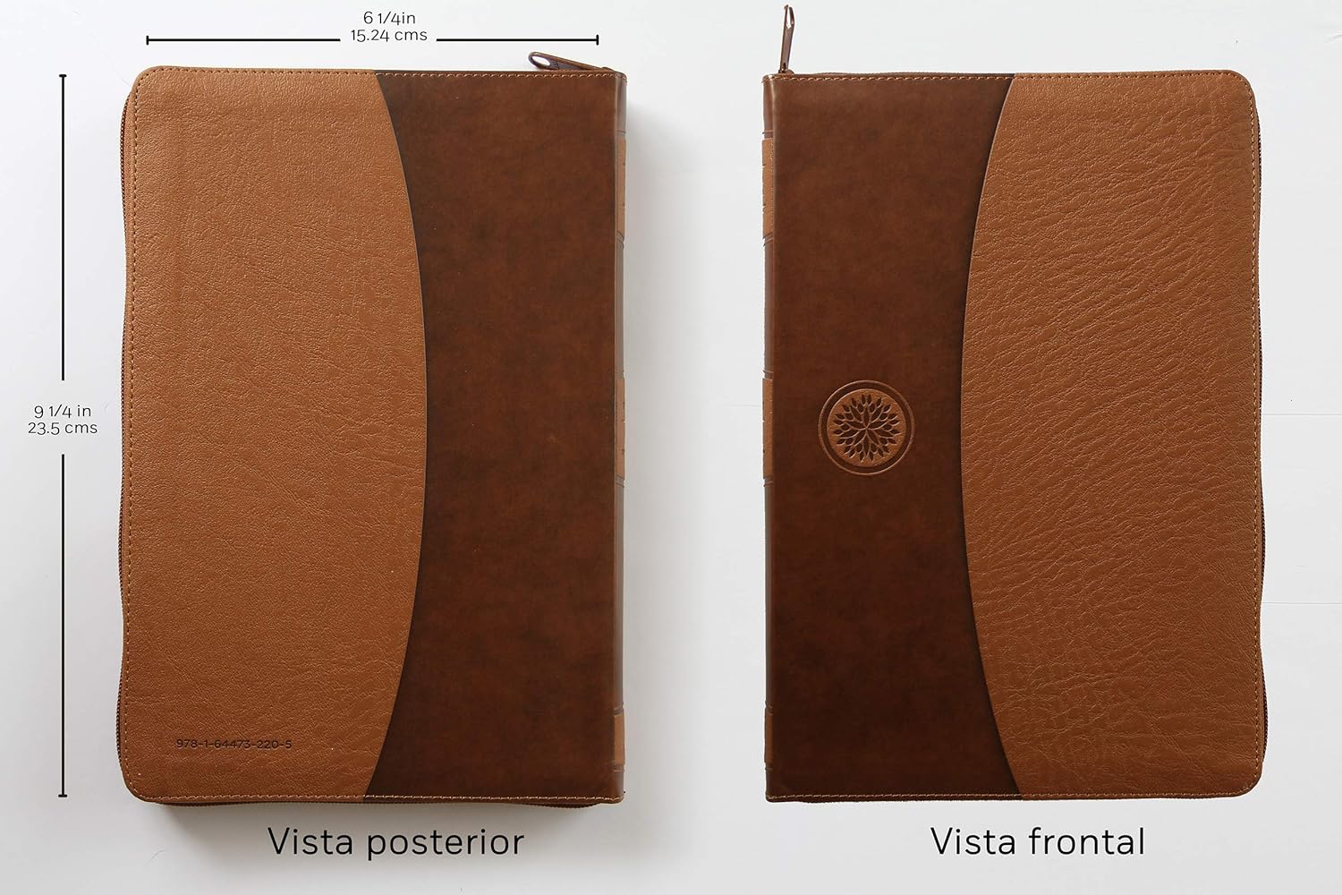 Biblia Reina Valera 1960 · Letra grande · Tapa piel color canela · Con cierre