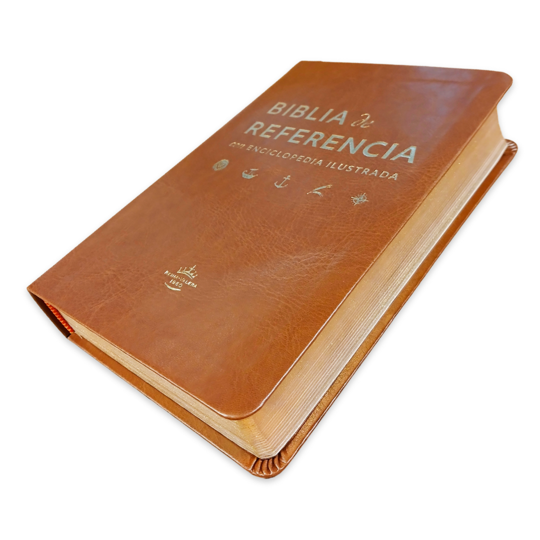 Biblia De Referencia Ilustrada - Reina Valera 1960 - Símil Piel - Color Marrón