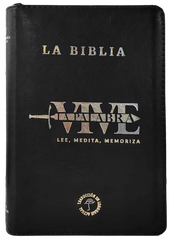 Biblia Traducción al Lenguaje Actual letra grande con cierre negro canto plateado "Vive"