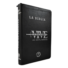 Biblia Traducción al Lenguaje Actual letra grande con cierre negro canto plateado "Vive"