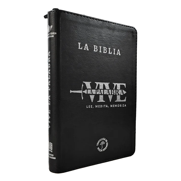 Biblia Traducción al Lenguaje Actual letra grande con cierre negro canto plateado "Vive"