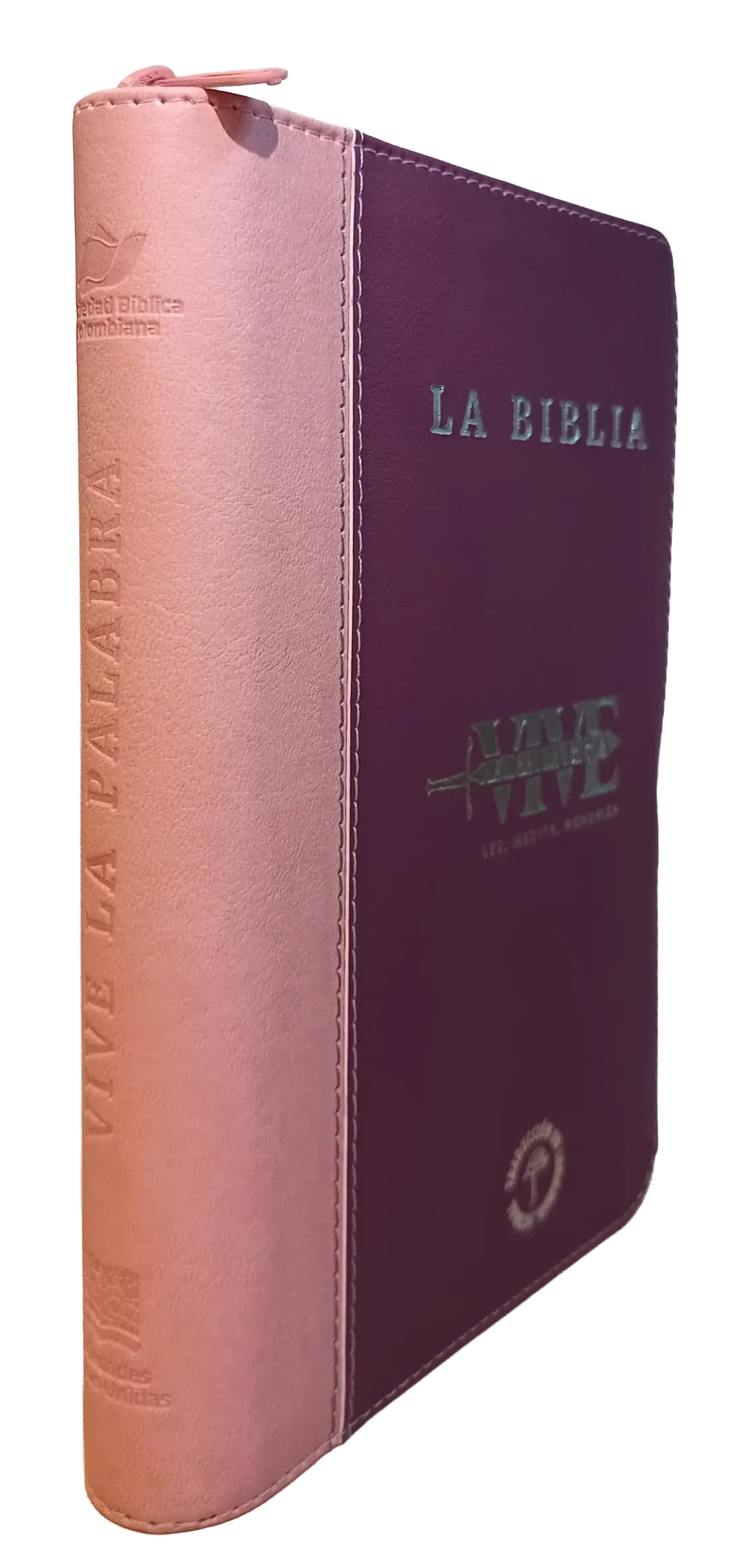 Biblia Traducción al Lenguaje Actual letra grande rosado/lila canto plateado "Vive"