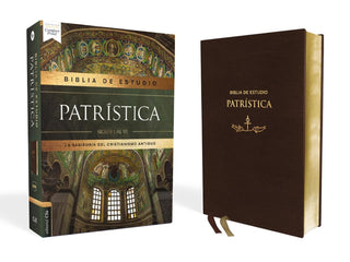 Biblia Reina Valera 1960 De Estudio Patrística Leathersoft, Marrón, Interior A Dos Colores, Palabras De Jesús En Rojo