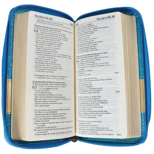 Biblia Reina Valera 1960 – Tapa Imitación Piel Azul, con Cierre, Letra 9 Puntos