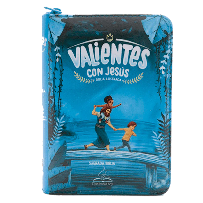 Biblia Dios Habla Hoy con cierre vinilo azul canto pintado