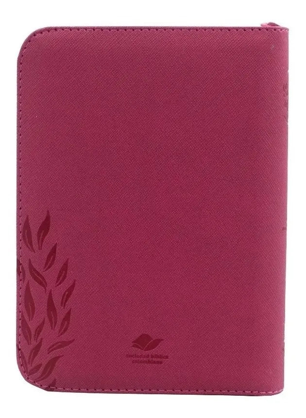 Biblia Reina Valera 1960 con cierre palabras de Jesús en rojo letra mediana fucsia canto plateado