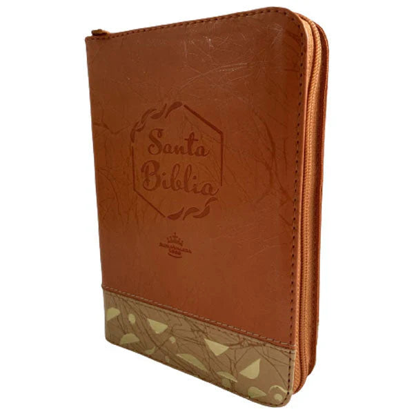 Biblia Reina Valera 1960 con cierre palabras de Jesús en rojo letra mediana natural/beige canto dorado